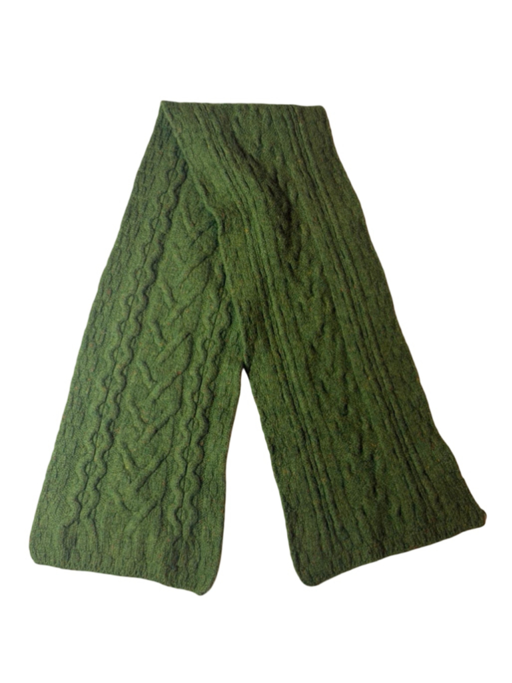 Carraig Donn Ireland 100% Pure New Wool Green Aran Cable Knit Scarf
